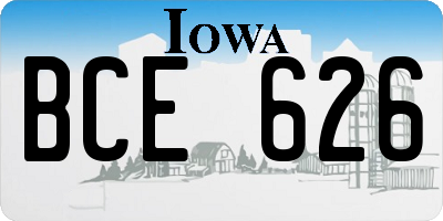IA license plate BCE626
