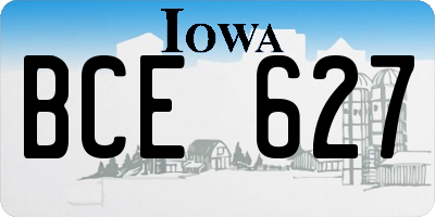 IA license plate BCE627