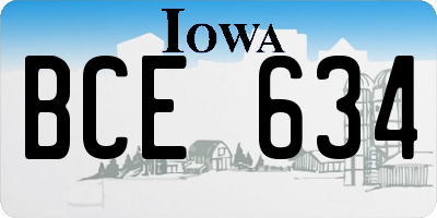 IA license plate BCE634