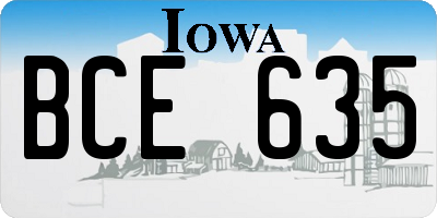 IA license plate BCE635