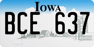 IA license plate BCE637