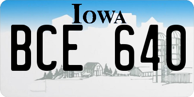IA license plate BCE640