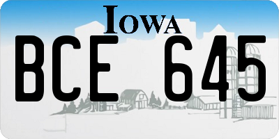 IA license plate BCE645