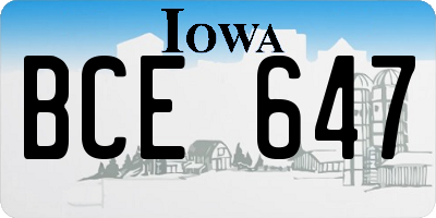 IA license plate BCE647