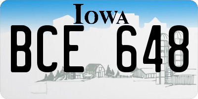 IA license plate BCE648