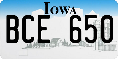 IA license plate BCE650