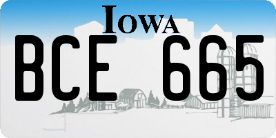 IA license plate BCE665
