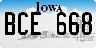 IA license plate BCE668