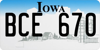 IA license plate BCE670