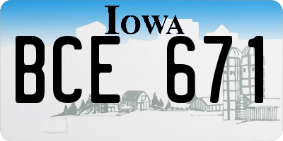 IA license plate BCE671