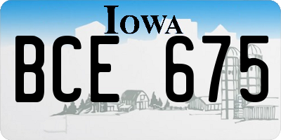 IA license plate BCE675
