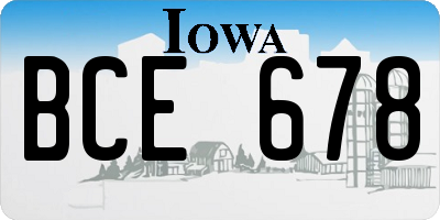 IA license plate BCE678