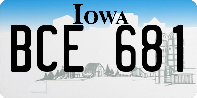 IA license plate BCE681