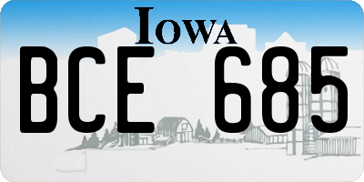 IA license plate BCE685