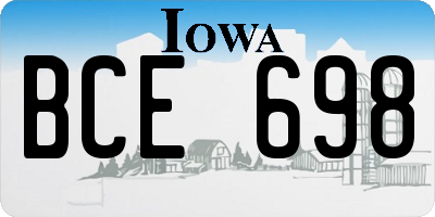 IA license plate BCE698