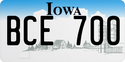 IA license plate BCE700