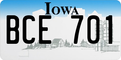 IA license plate BCE701