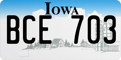 IA license plate BCE703