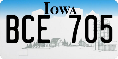 IA license plate BCE705