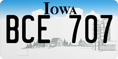 IA license plate BCE707