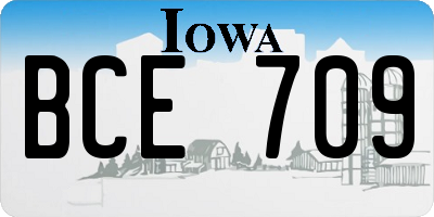 IA license plate BCE709