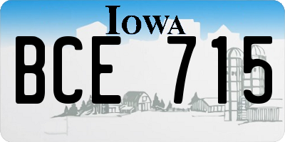 IA license plate BCE715
