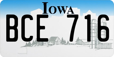 IA license plate BCE716