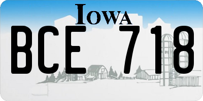 IA license plate BCE718