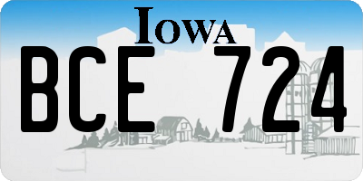 IA license plate BCE724