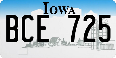IA license plate BCE725