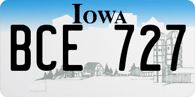 IA license plate BCE727