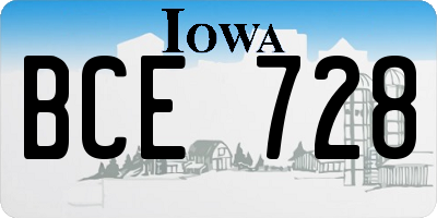 IA license plate BCE728