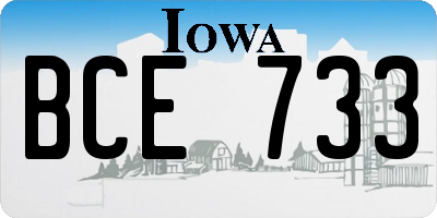 IA license plate BCE733