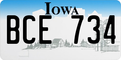 IA license plate BCE734