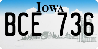 IA license plate BCE736