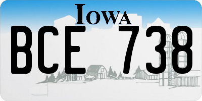 IA license plate BCE738