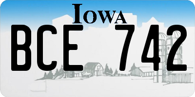 IA license plate BCE742