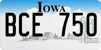 IA license plate BCE750
