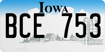 IA license plate BCE753