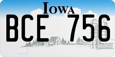 IA license plate BCE756