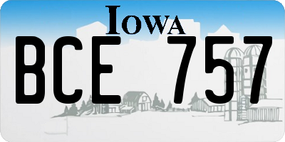 IA license plate BCE757