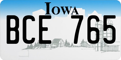 IA license plate BCE765