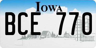 IA license plate BCE770