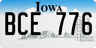 IA license plate BCE776