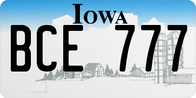 IA license plate BCE777