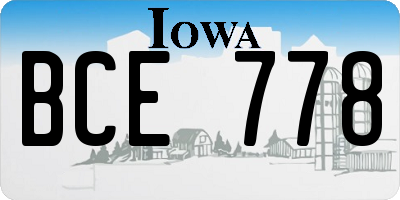 IA license plate BCE778