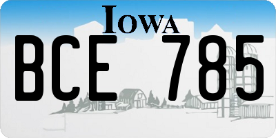 IA license plate BCE785