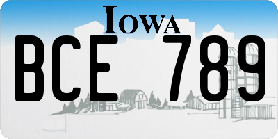 IA license plate BCE789