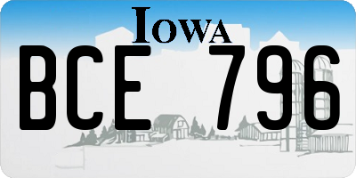 IA license plate BCE796