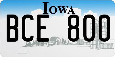 IA license plate BCE800